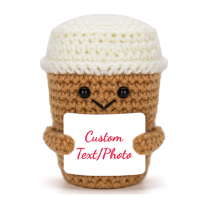 Personalized Crochet Coffee Cup with Message Card