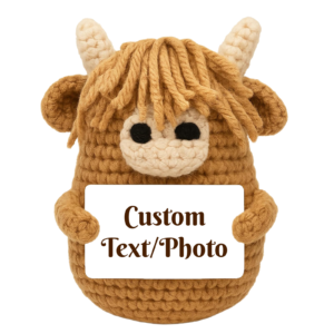Personalized Crochet Highland Cow with Message Card