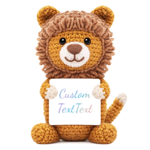 Personalized Crochet Lion with Message Card