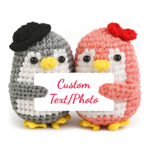 Personalized Crochet Penguin Couple with Message Card