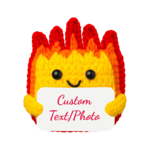 Personalized Crochet Flame Doll with Custom Message Card – Handmade Encouragement Keepsake | Xyluria