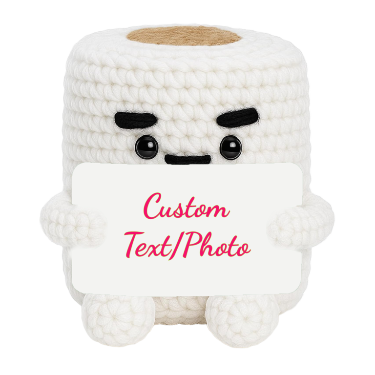 Personalized Funny Crochet Toilet Paper Roll with Custom Message Card – Novelty Desk Gift | Xyluria
