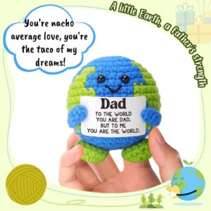 Xyluria Handmade Crochet Earth Figurine, Personalized Custom Photo/Text, You Mean the World to Me Gift Personalized Mother's Day Desk Decor